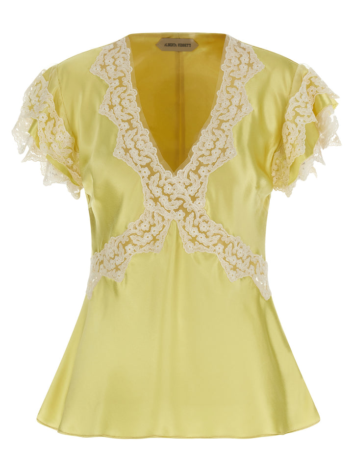 Alberta Ferretti Satin And Lace Top Top - Giallo | 9b1b5749e8da4d0cb98d2e566c4bb3c163f95af6