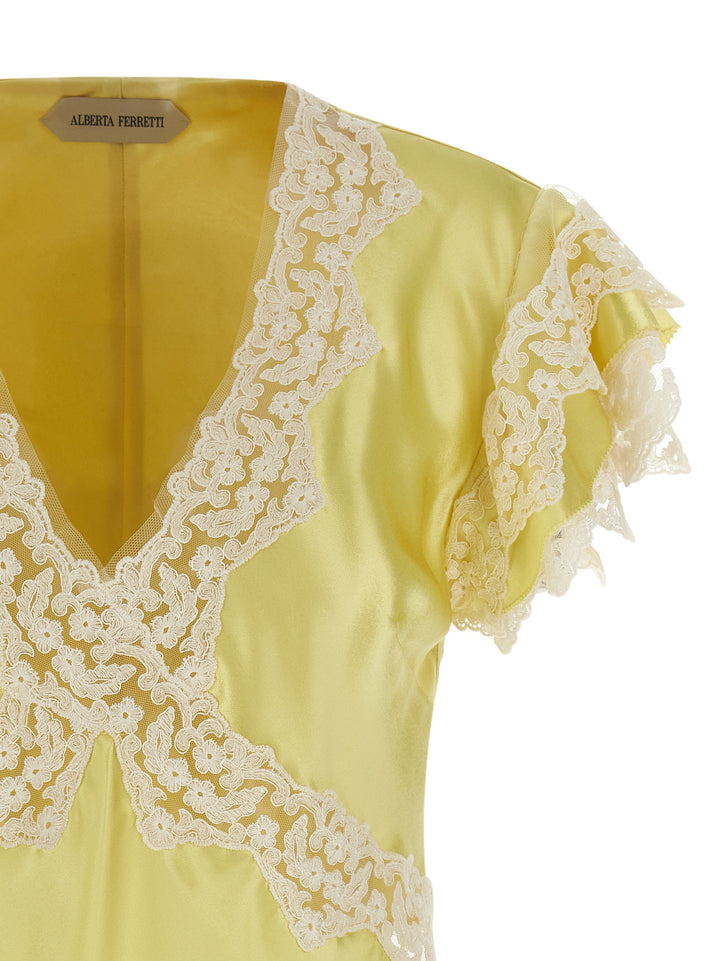 Alberta Ferretti Satin And Lace Top Top - Giallo | 2041b5da5844d65c0727faf86a1ba2a5dc825925