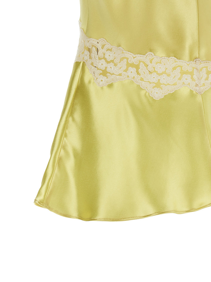 Alberta Ferretti Satin And Lace Top Top - Giallo | b7e2f912747f14d62c22fd3b607f3bae17b9e5e5