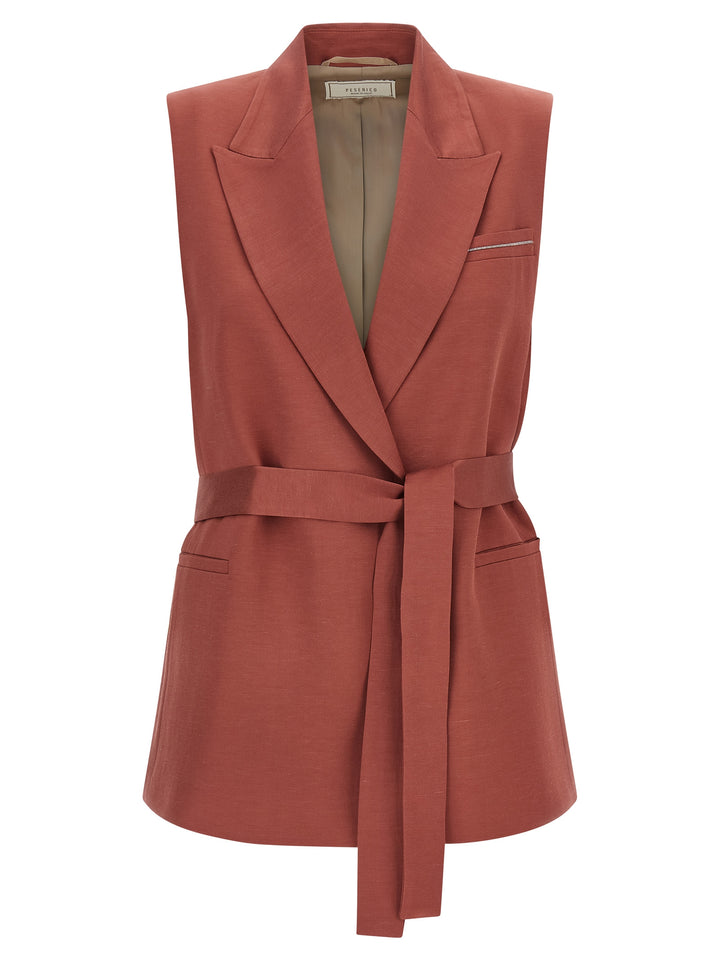 Peserico Linen Viscose Vest Gilet - Rosso | 5592f2e1d9a0434c3991a5a216b09c0424bb46a2