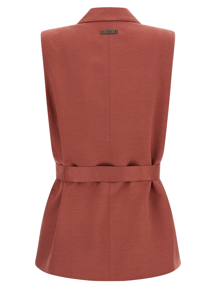 Peserico Linen Viscose Vest Gilet - Rosso | e713177ac41928602946e63867316f4ed88798da