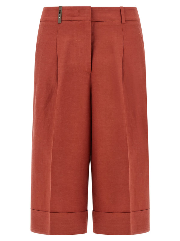 Linen Viscose Bermuda Shorts Bermuda E Short Rosso