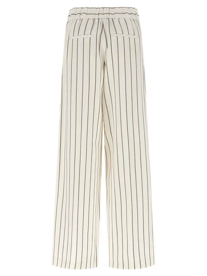 Peserico Pinstriped Twill Pantaloni - Bianco | 7b468db789939a70fd3e2f8214540b80af2de4ef