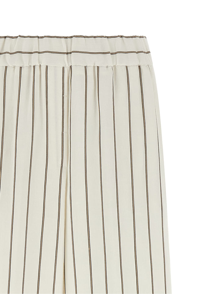 Peserico Pinstriped Twill Pantaloni - Bianco | 7e25e133c2ddc93143bffa8c70b6a42831e58564