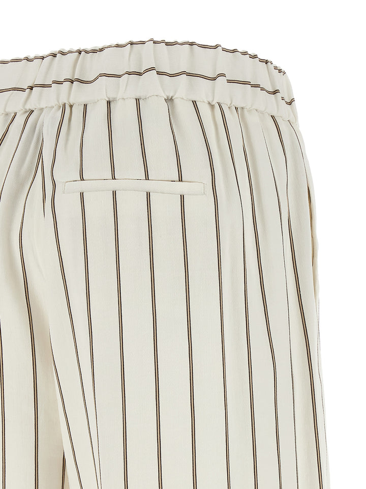 Peserico Pinstriped Twill Pantaloni - Bianco | 86c66c947f55c78a4c6bcaeaed9c4211dfa949bc