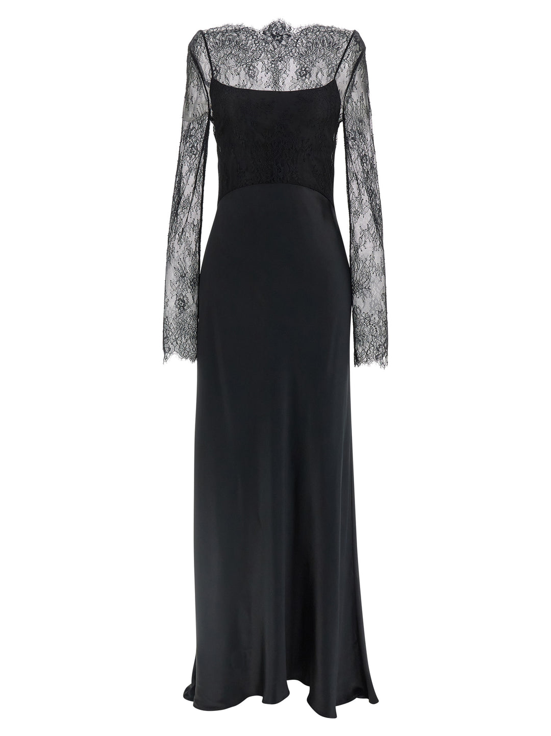 Alberta Ferretti Lace Satin Dress Abiti - Nero | e3c3bdca303122663dac2fff4d1c6d7f2411bbf5