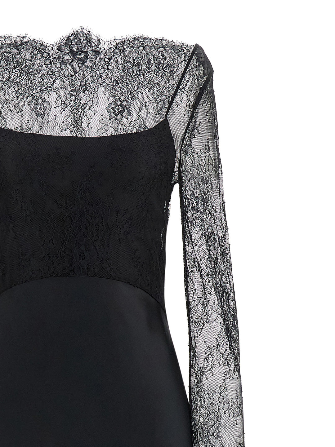 Alberta Ferretti Lace Satin Dress Abiti - Nero | 9a135be669922e85b7f83e91ea0566c649e59a18