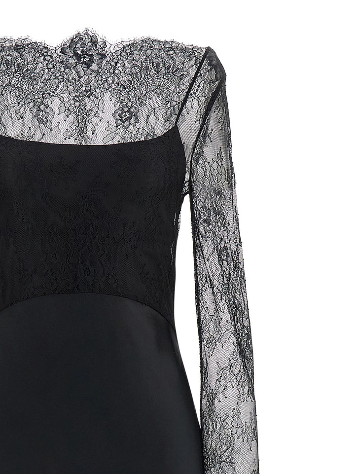 Alberta Ferretti Lace Satin Dress Abiti - Nero | 9a135be669922e85b7f83e91ea0566c649e59a18