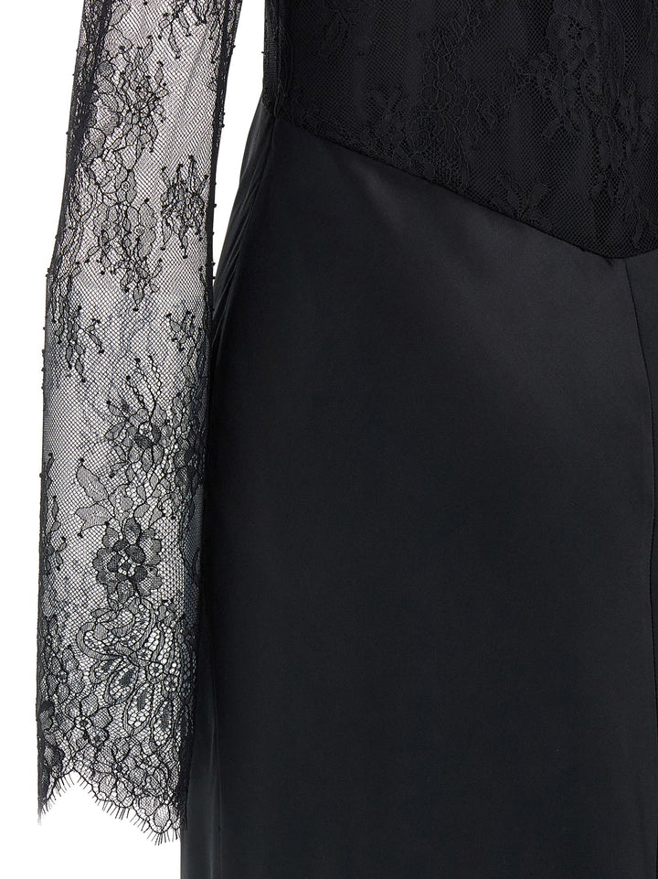 Alberta Ferretti Lace Satin Dress Abiti - Nero | b1a73136dd24285cc25239a300ed3695bca6c257