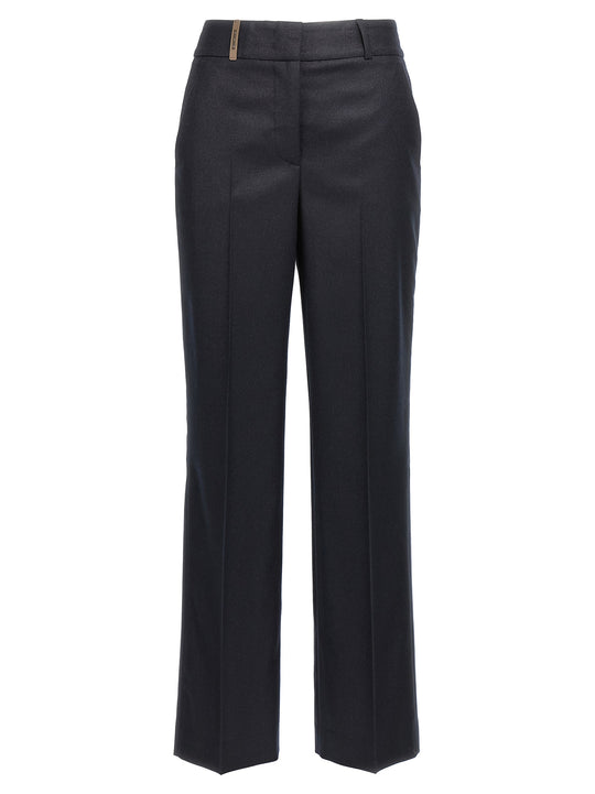 Lurex Flannel Pantaloni Blu