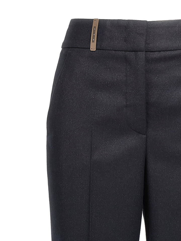 Peserico Lurex Flannel Pantaloni - Blu | 2c57b778081943795c01c9f6e997c7e2426dbf02