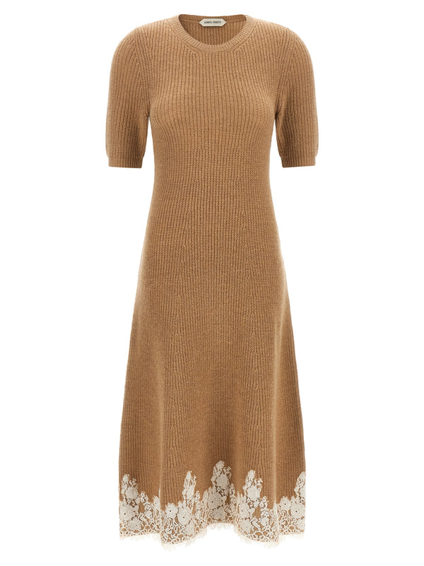 Lace Hem Dress Abiti Marrone