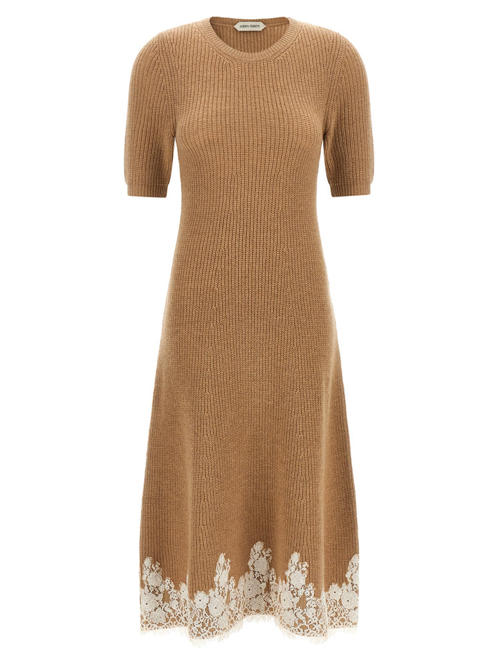 Alberta Ferretti Lace Hem Dress Abiti - Marrone | a52cadbb90b59327ed764e18ede1956de4a5149d
