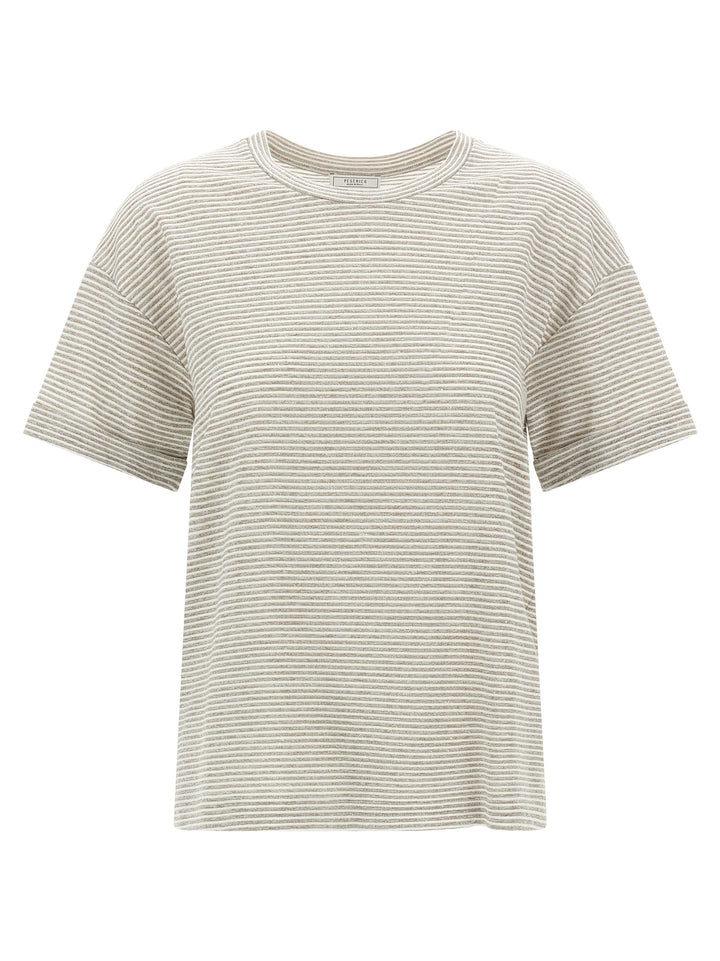 Peserico Lamé Stripes T shirt - Beige | 14c4fc8c82a505434f37e09489e8df593cf0dde5