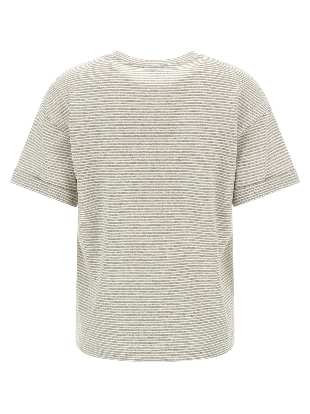 Peserico Lamé Stripes T shirt - Beige | 7897bdcf38084868959fece6f7d5e667f48d6a8c
