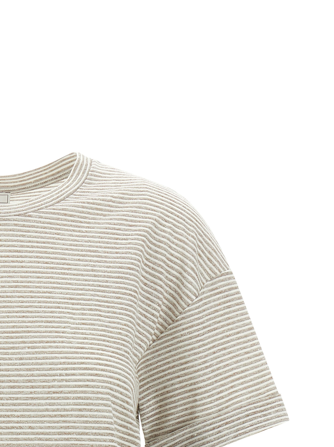 Peserico Lamé Stripes T shirt - Beige | b1de361bcf0cc7e4693d9c48af80aaa2f4efcfd5