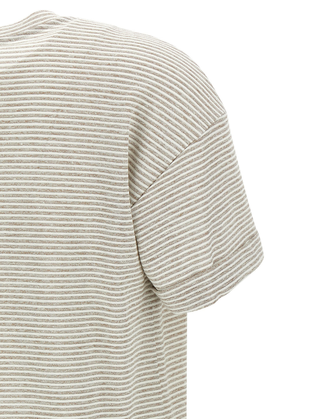 Peserico Lamé Stripes T shirt - Beige | 8e755f8cad1d596fda9e7acee3f3e2ee0721bb68