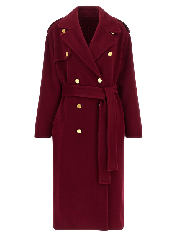 Long Wool Coat Trench E Impermeabili Rosso