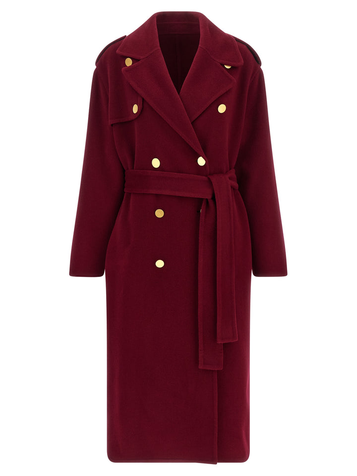 Alberta Ferretti Long Wool Coat Trench e Impermeabili - Rosso | 233485229cb6eb66f86f7e039d282a09b1e0e8c1