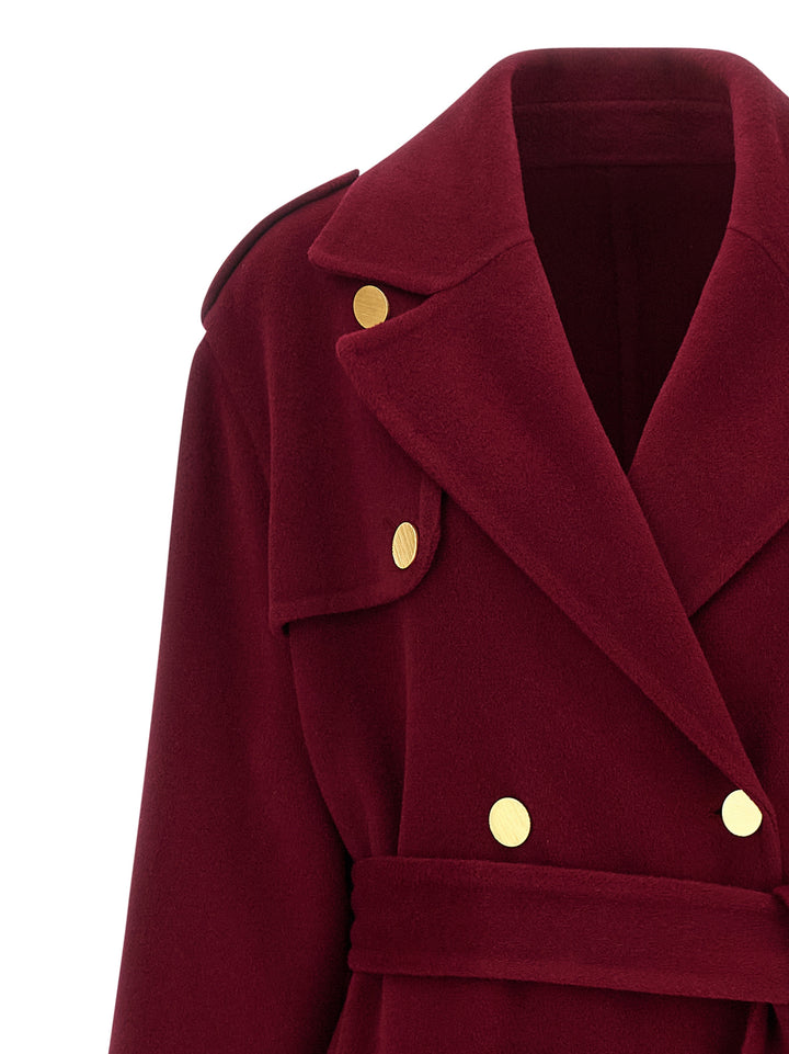 Alberta Ferretti Long Wool Coat Trench e Impermeabili - Rosso | ea82df454c59a7caa5d653e9af18dca076c9c153