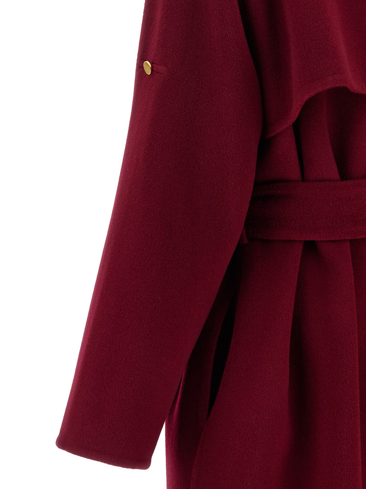 Alberta Ferretti Long Wool Coat Trench e Impermeabili - Rosso | 8f7b127142c4ea3502fd784138a57a072601c54b