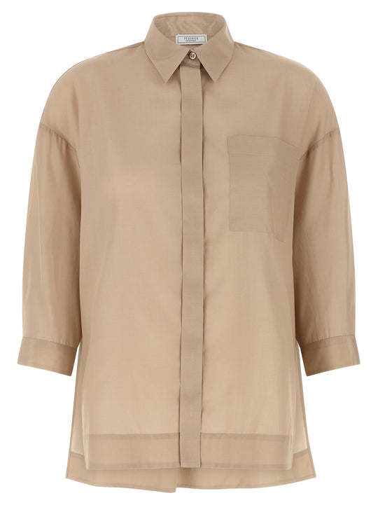 Asymmetric Hem Shirt Camicie Beige