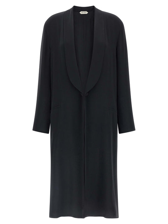 Silk Georgette Coat Trench E Impermeabili Nero