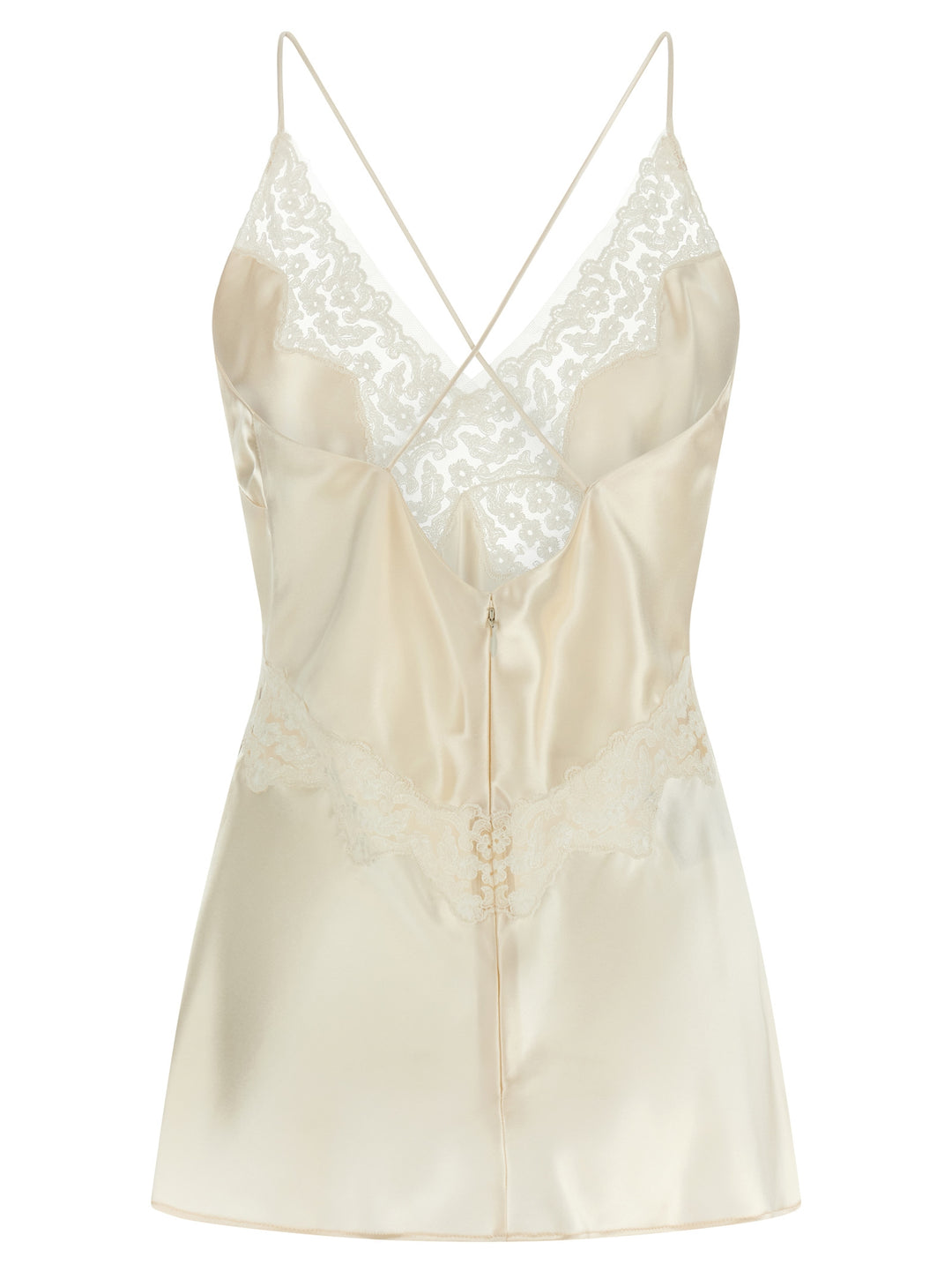 Alberta Ferretti Satin And Lace Top Top - Beige | ba7adb66a5ddd8bfcd5c1637e8edbbd3eb4d3a57