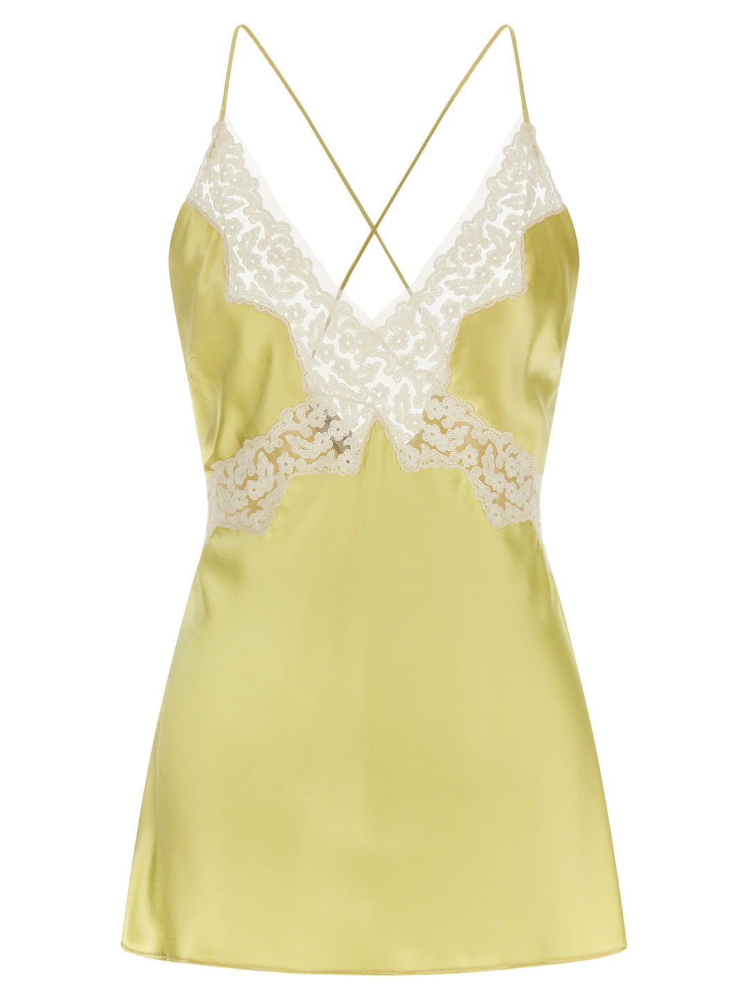 Alberta Ferretti Satin And Lace Top Top - Giallo | a7da5a15bcb8b3d3cc33454f84398e2324e32269