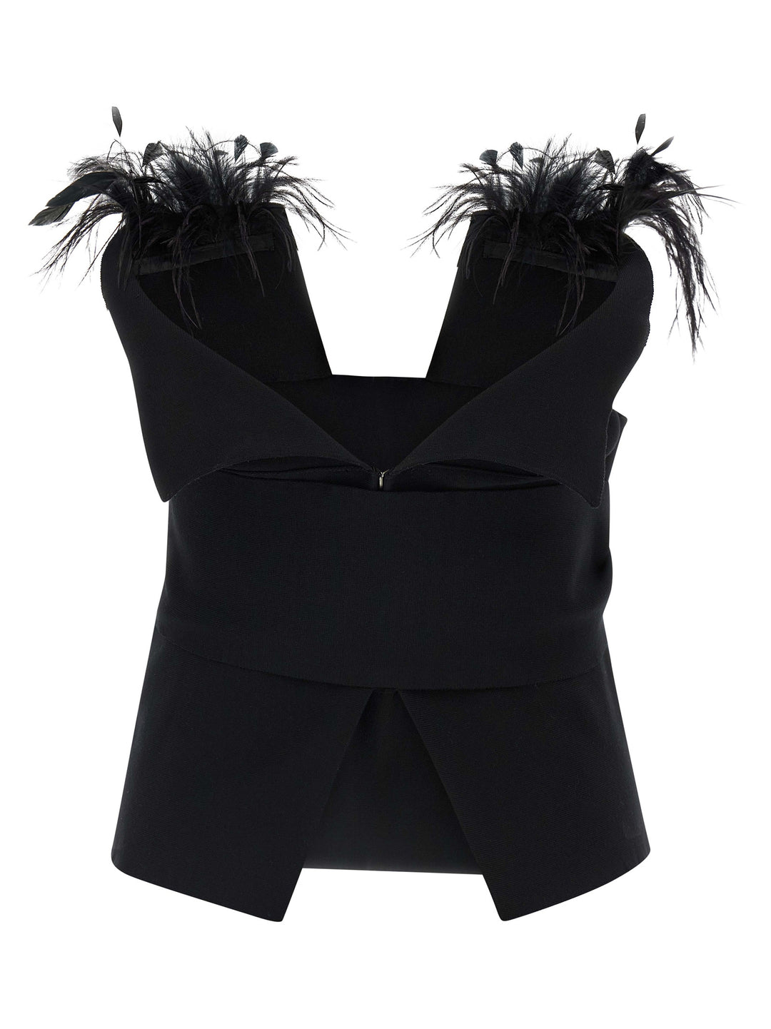 Alberta Ferretti Feather Top Top - Nero | 597bd035ace158b3e0f8808e4ae922bc3048a7b0