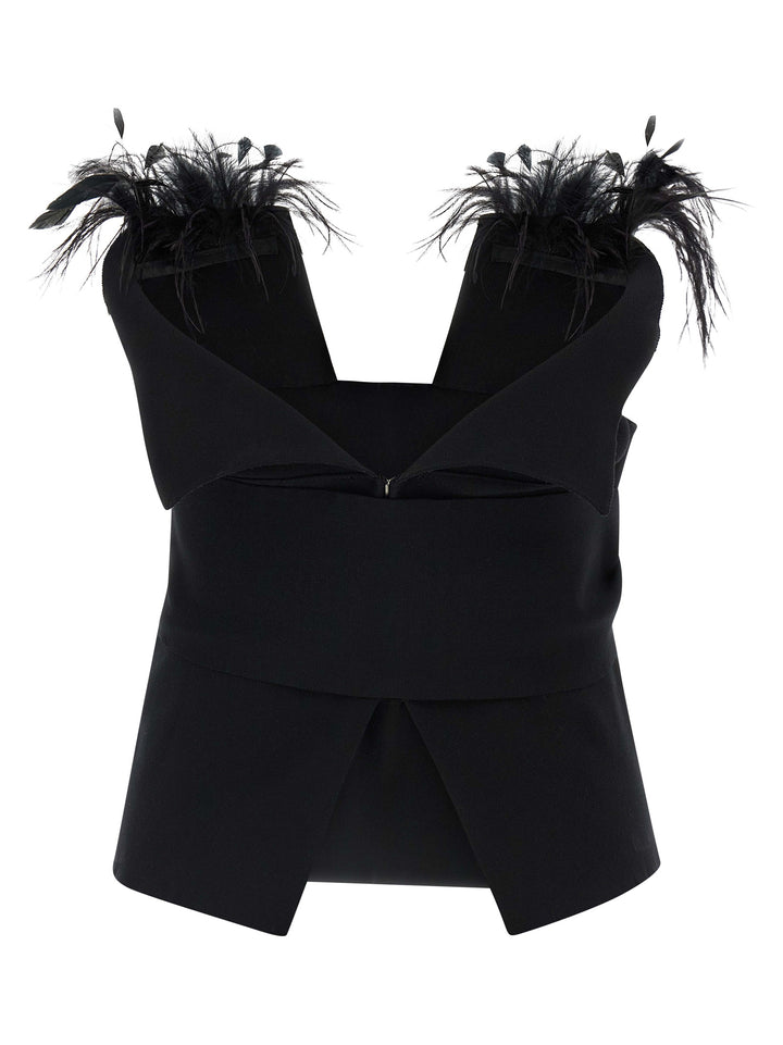 Alberta Ferretti Feather Top Top - Nero | 597bd035ace158b3e0f8808e4ae922bc3048a7b0