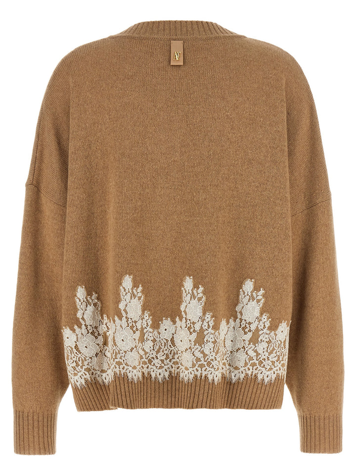 Alberta Ferretti Lace Insert Cardigan Maglioni - Marrone | 5a2879c5d3a27de51f60d16fe7d2bbe75e825c14