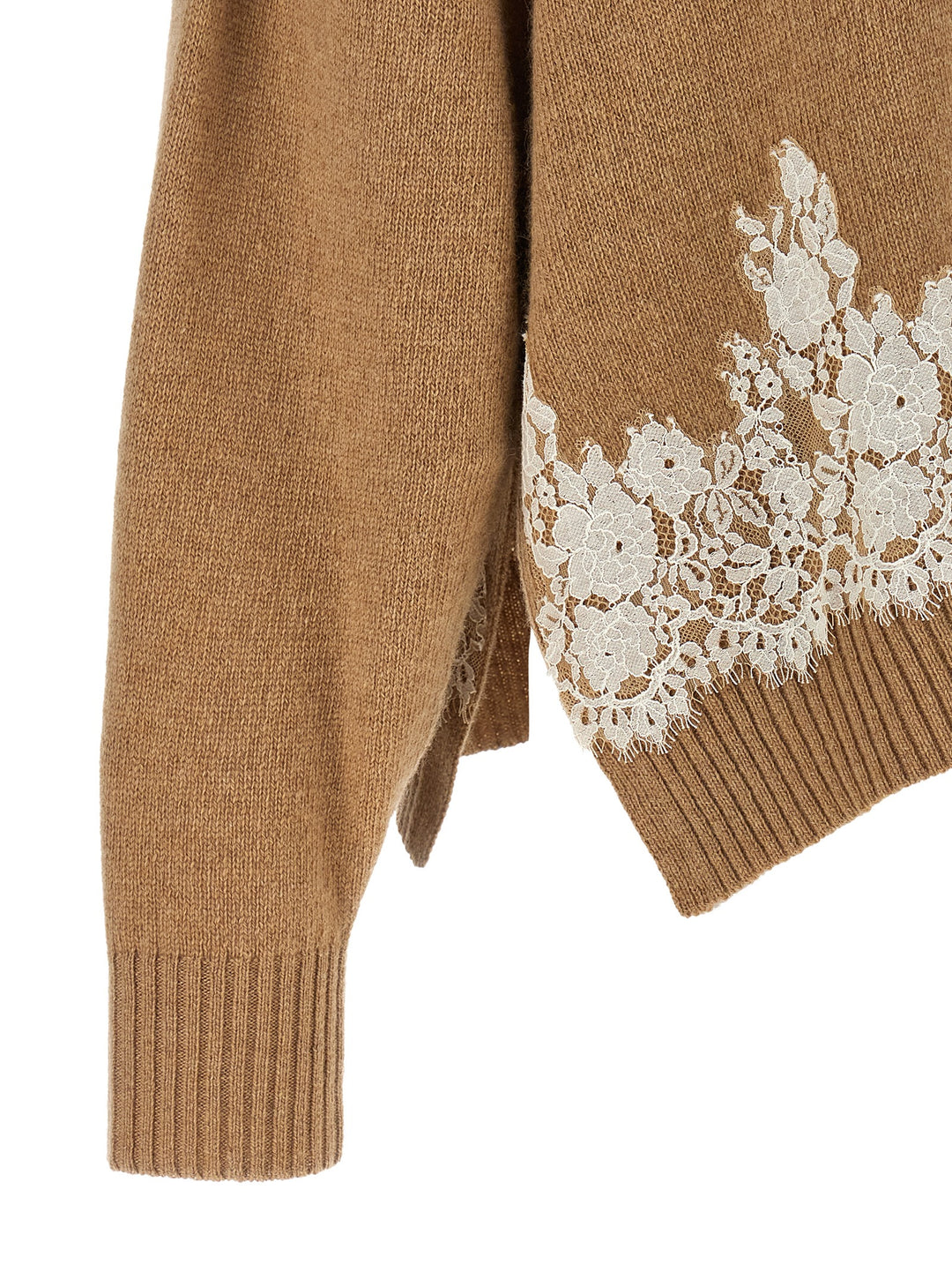 Alberta Ferretti Lace Insert Cardigan Maglioni - Marrone | 8deb071b6d2163f6a837e693a4f106bab1c4e5e8