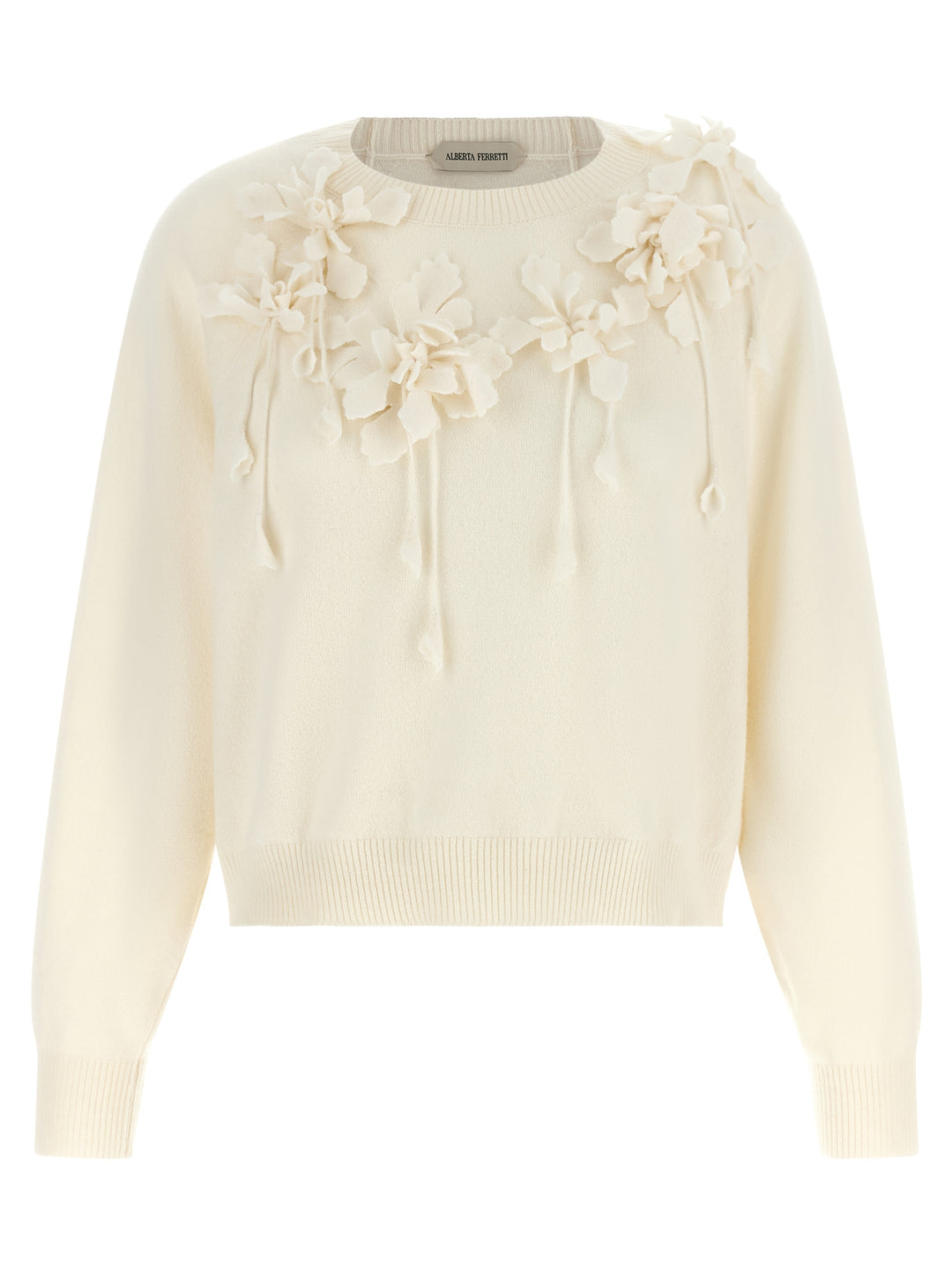Alberta Ferretti Embroidered Flower Sweater Maglioni - Bianco | f03c0ae8297a9a0ddb06f2919c552d0f59533726