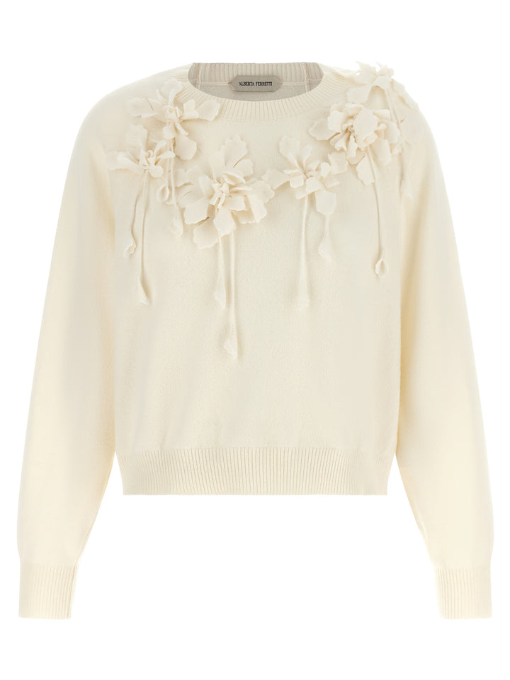 Alberta Ferretti Embroidered Flower Sweater Maglioni - Bianco | f03c0ae8297a9a0ddb06f2919c552d0f59533726