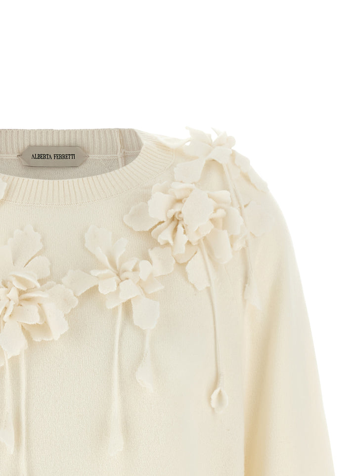 Alberta Ferretti Embroidered Flower Sweater Maglioni - Bianco | 45d704abd98dc857b6e2c205d8dab5f20696f449