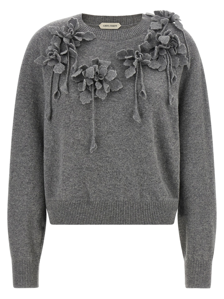 Alberta Ferretti Embroidered Flower Sweater Maglioni - Grigio | b3ade028ca217549f1fd9f3b54792667d4f38f3f