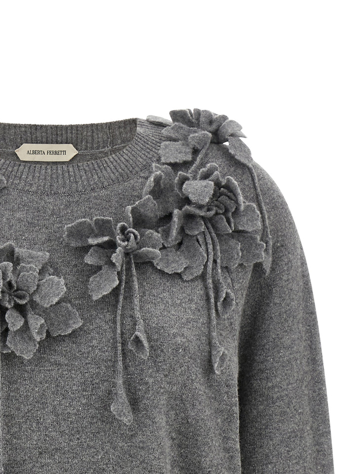 Alberta Ferretti Embroidered Flower Sweater Maglioni - Grigio | 5f9cc5827aaaa21c8c2801ff0fc8e5b9bc06cbf1