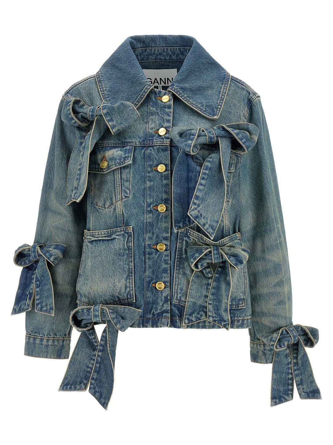 Ganni Light Rigid Denim Puffer Jackets - Blu | 597a8d814d8b5fea0e64ad9fbbaffbcff855d6f8