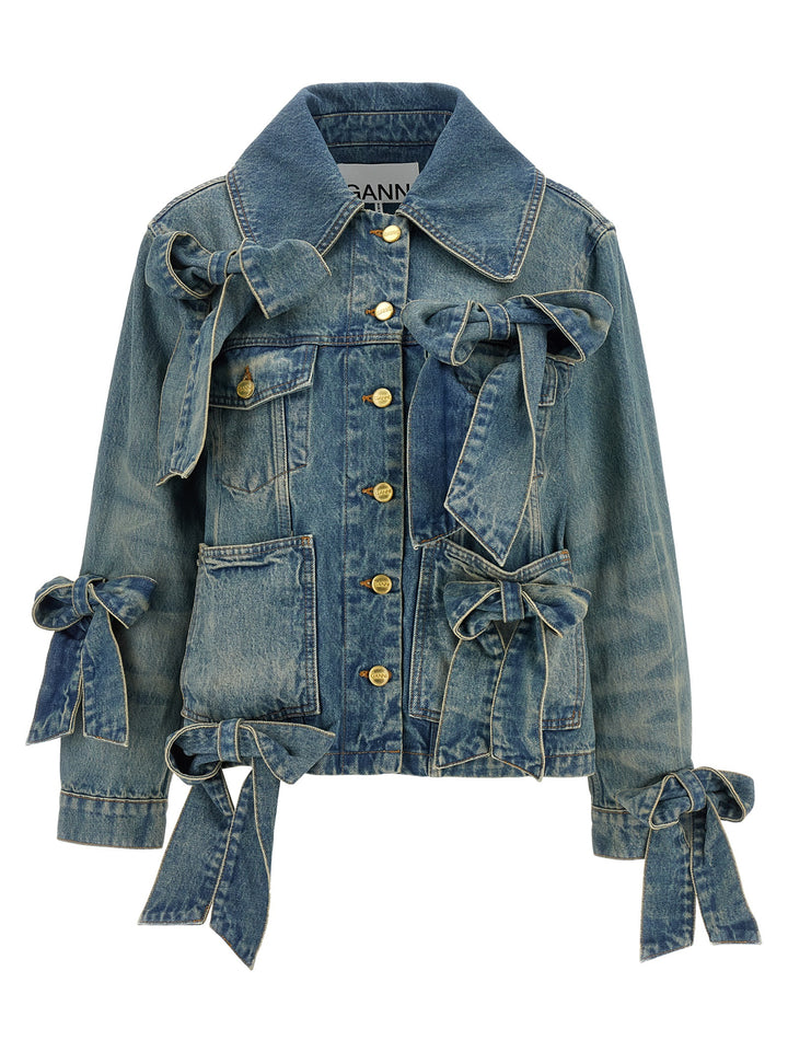Ganni Light Rigid Denim Puffer Jackets - Blu | 597a8d814d8b5fea0e64ad9fbbaffbcff855d6f8