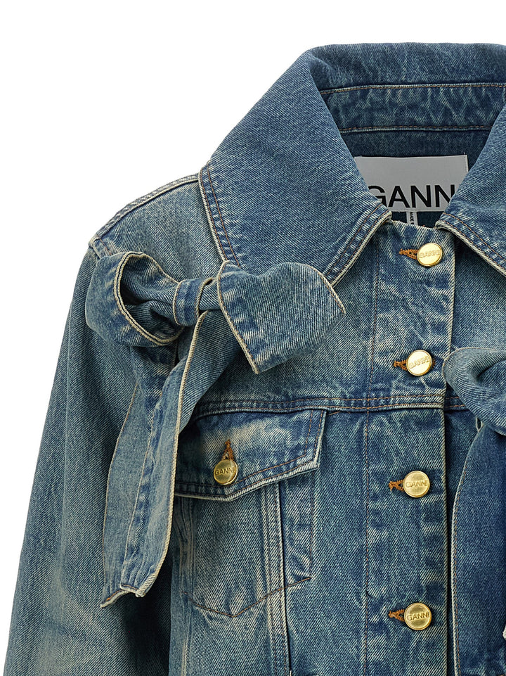 Ganni Light Rigid Denim Puffer Jackets - Blu | 36676f6c771bb1f69f3dd334b3e2c851784a7aa3