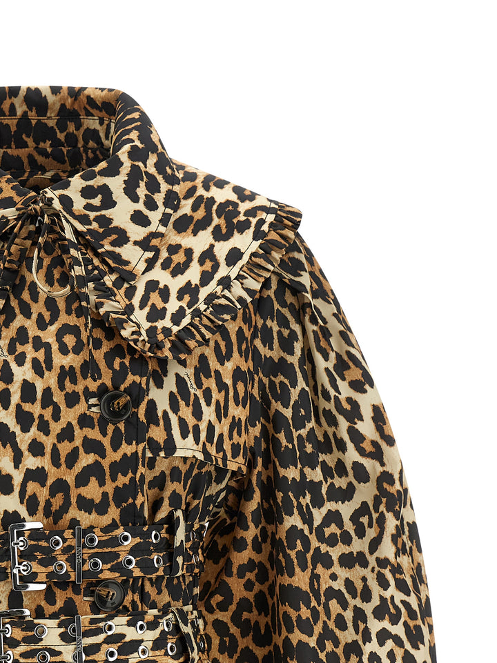 Ganni Leopard Duchesse Nylon Short Trench e Impermeabili - Marrone | bf5d36002f58bd40ca83bab559456f2af1ebc6fe
