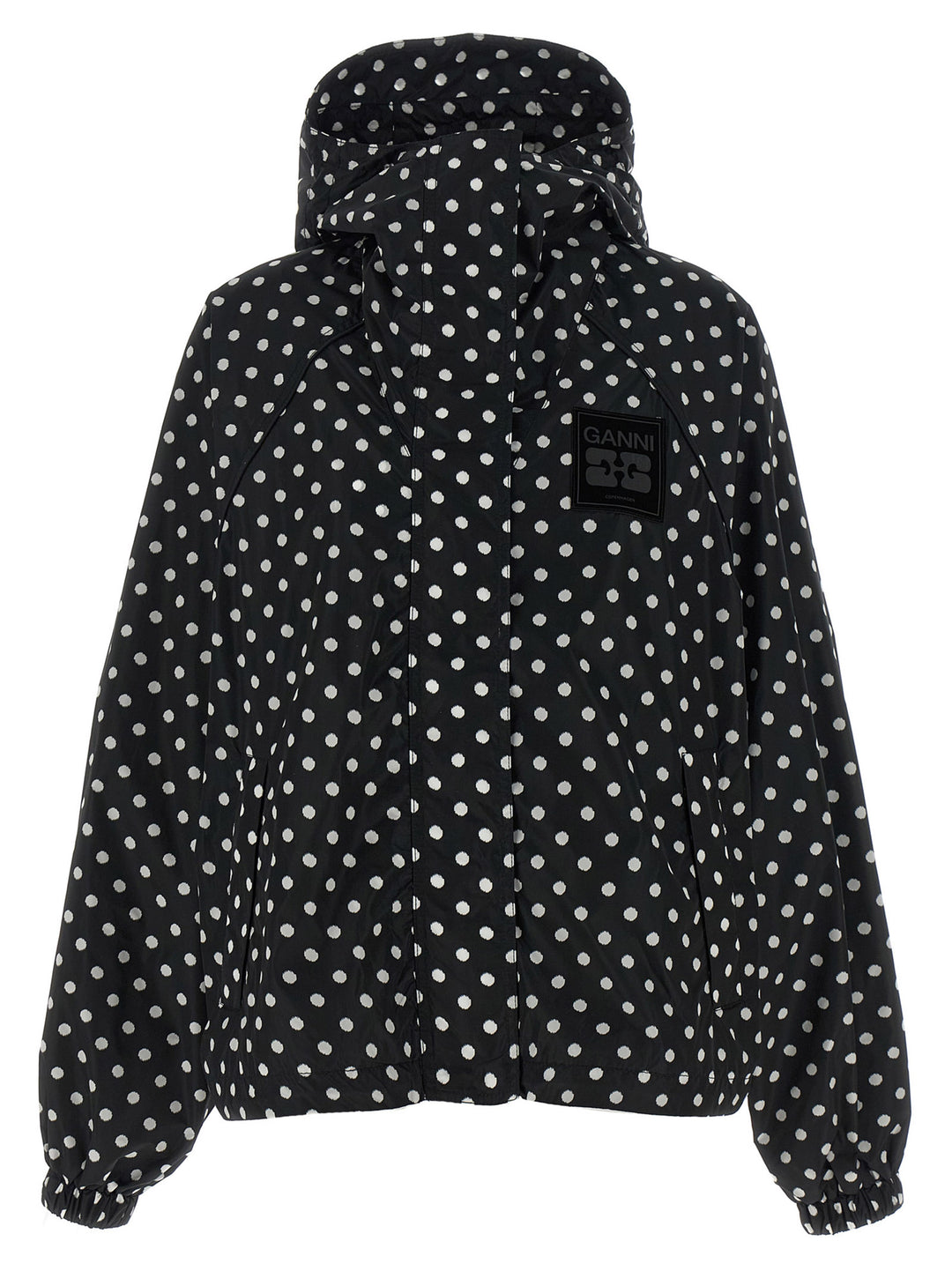 Ganni Polka Dot Anorak Puffer Jackets - Bianco/Nero | 04ffeece1df84d70b9125fc59726bb957dfe3c7d