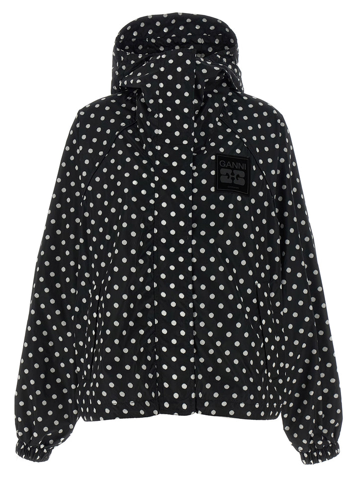 Ganni Polka Dot Anorak Puffer Jackets - Bianco/Nero | 04ffeece1df84d70b9125fc59726bb957dfe3c7d