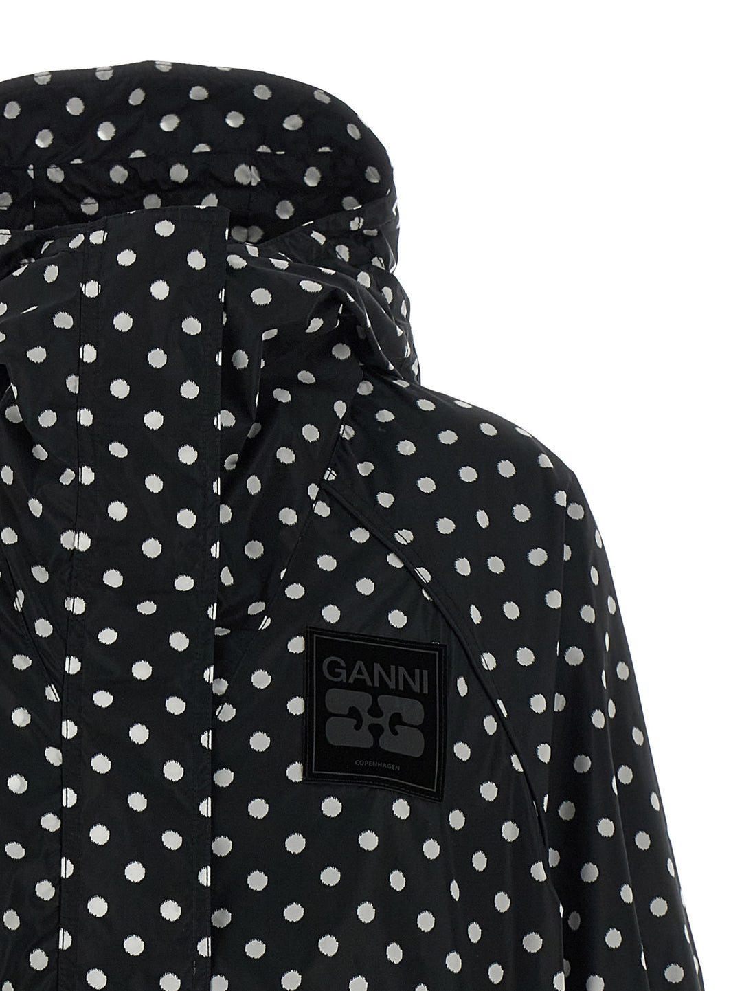 Ganni Polka Dot Anorak Puffer Jackets - Bianco/Nero | 9d3b81b35038df5888e78682113e1eb3093db1ae