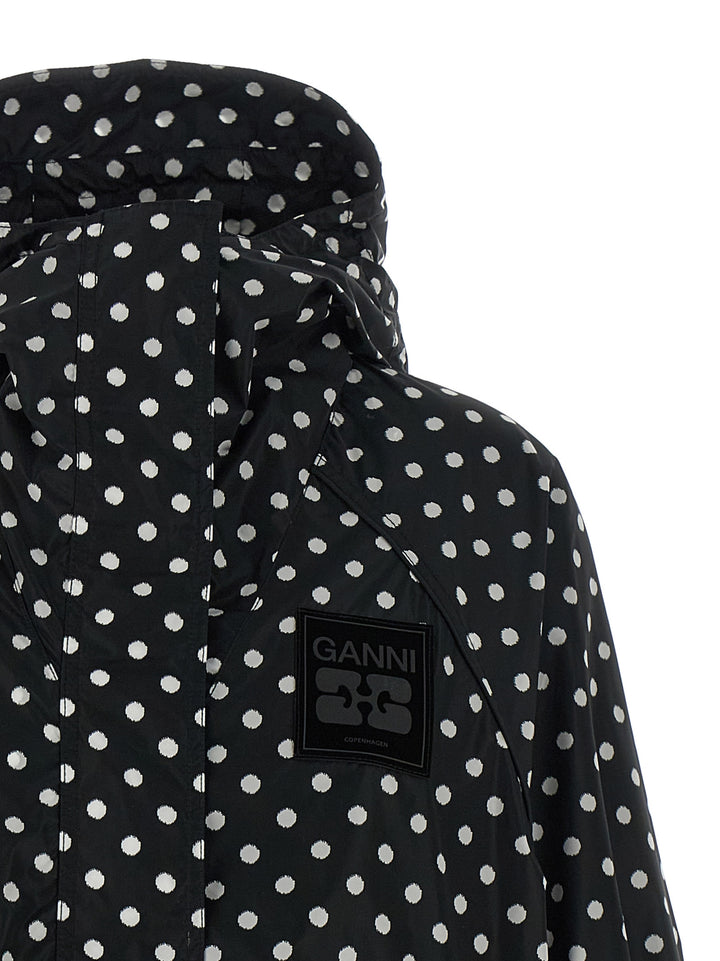 Ganni Polka Dot Anorak Puffer Jackets - Bianco/Nero | 9d3b81b35038df5888e78682113e1eb3093db1ae