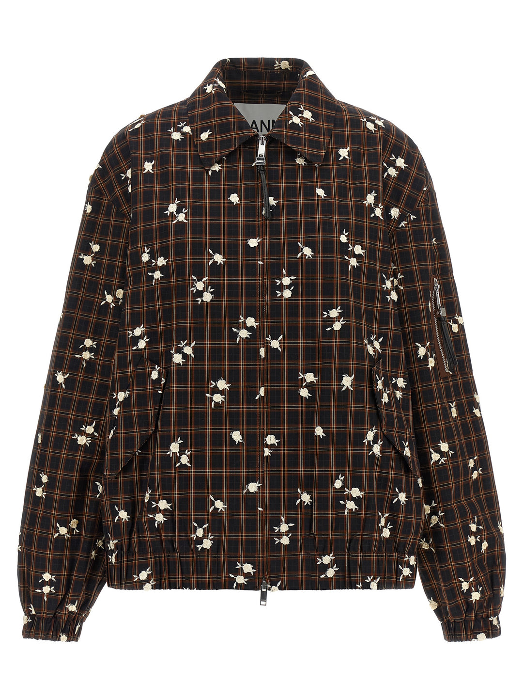 Ganni Check Flower Puffer Jackets - Marrone | d1f8e11870f46e75b89d8e9389dbcb1009b1ead1