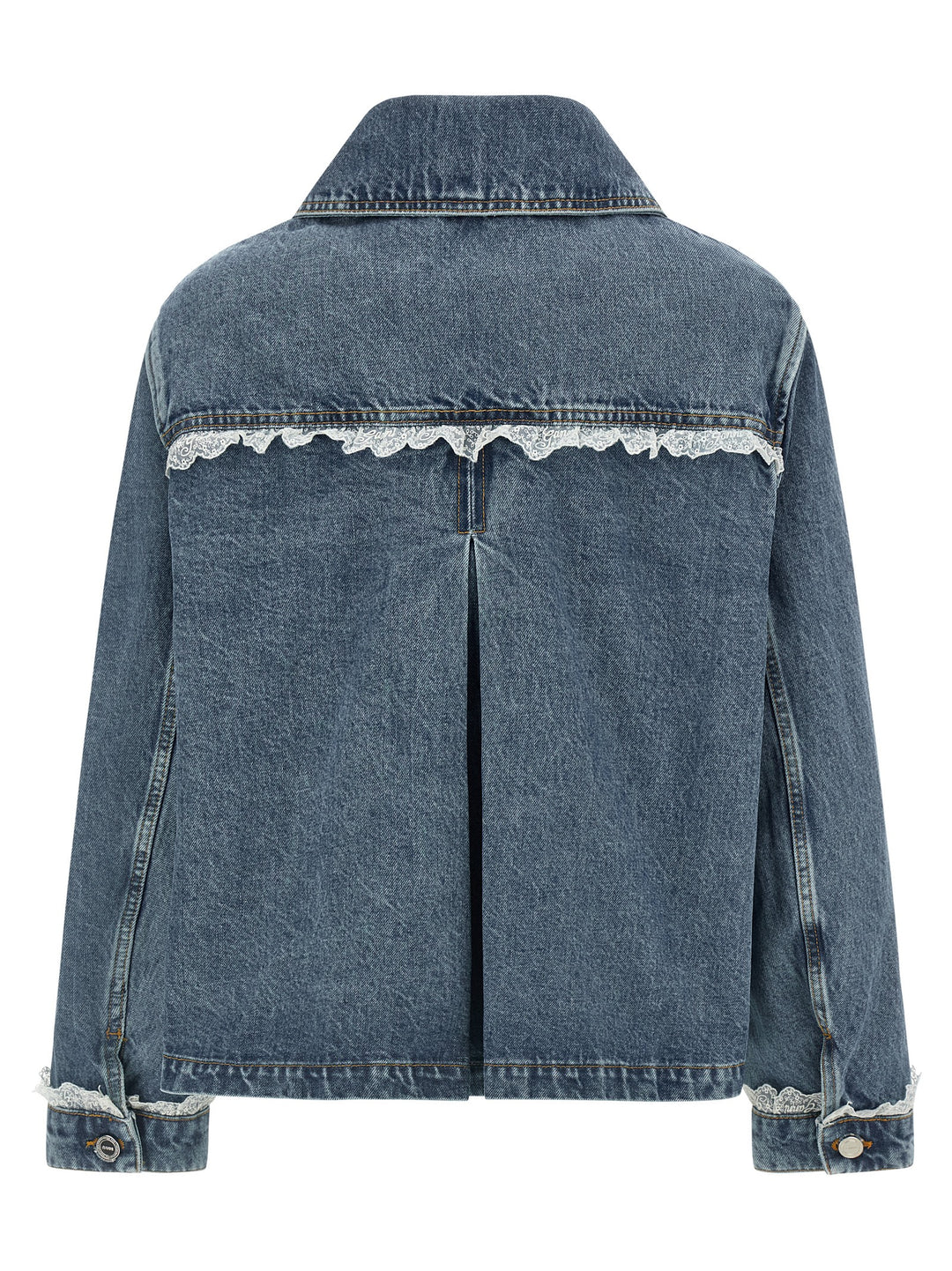 Ganni Denim And Lace Jacket Puffer Jackets - Blu | c76ba1fa8426c1e9c9fcb13a9aaace2028301a41