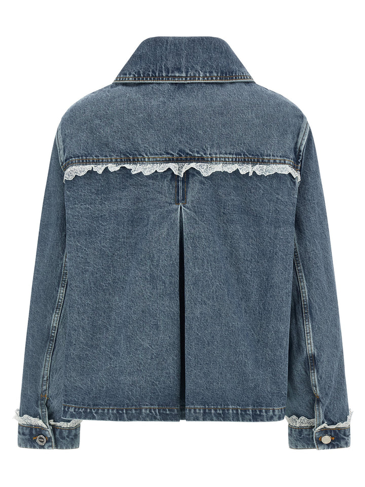 Ganni Denim And Lace Jacket Puffer Jackets - Blu | c76ba1fa8426c1e9c9fcb13a9aaace2028301a41