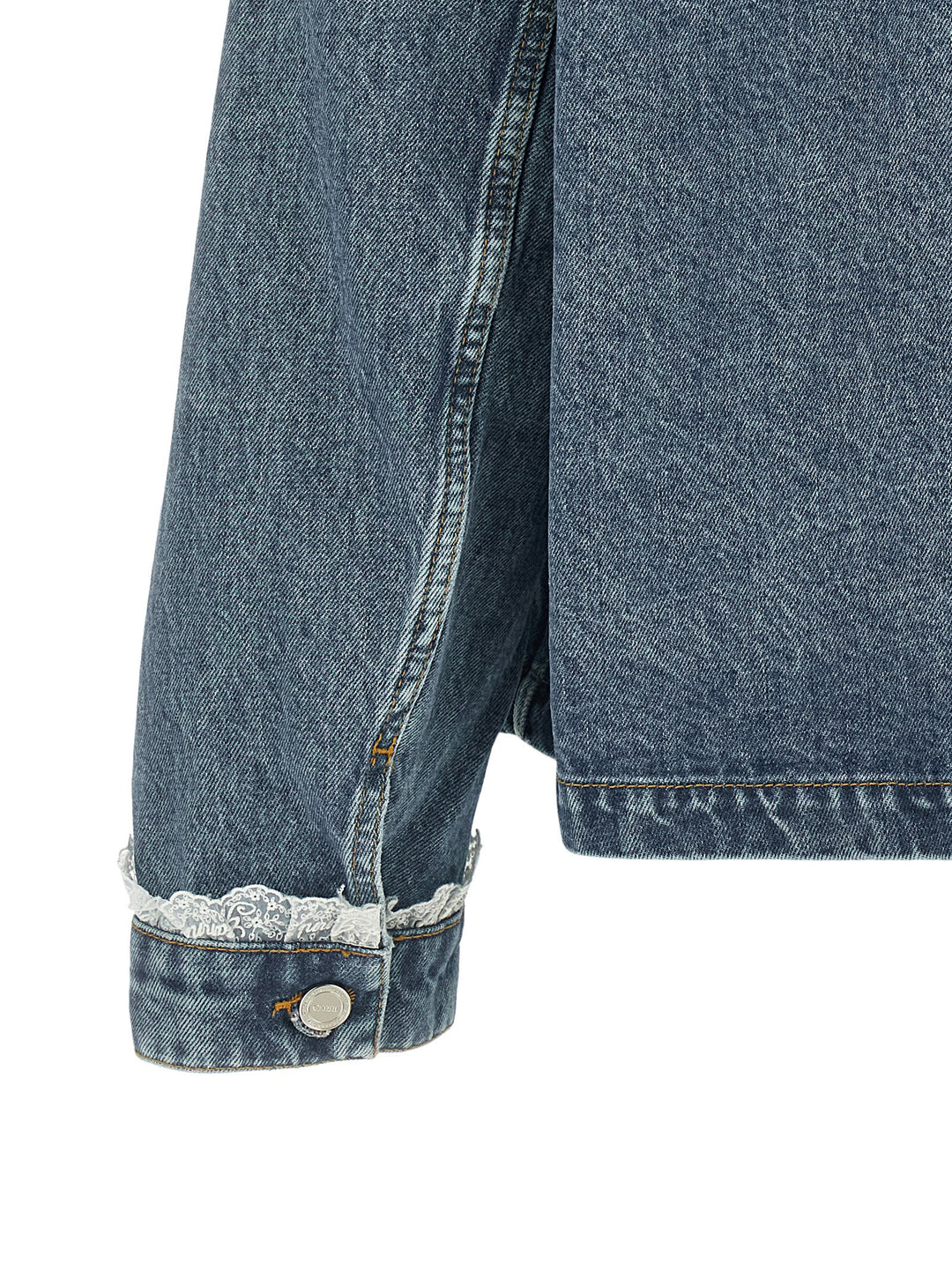 Ganni Denim And Lace Jacket Puffer Jackets - Blu | 8ea4baa66b49e386382441b3547fceb0583e7a8d